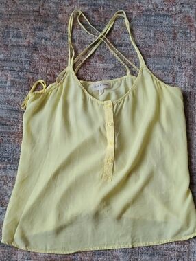 cloth & stone Pale Yellow Cross-Back Button Cami M Anthropologie